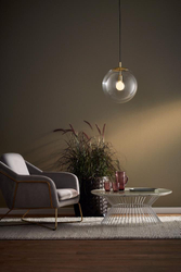 Lampa wisząca ALUR S złota, transparentny klosz, 25 cm