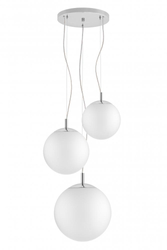 ALUR 2 chrome three-point pendant lamp, white shades