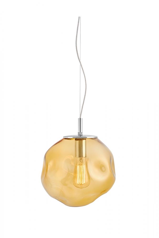 AVIA M amber pendant lamp, 30 cm, chrome