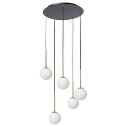 Lampa wisząca złota LAMIA 5 KASPA czarny przewód, Kaspa