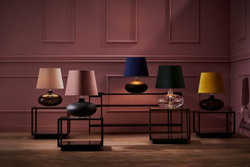 Lampa stołowa SAWA VELVET różowa, grafitowa podstawa