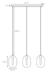 ONYX 3 three-point pendant lamp on a bar