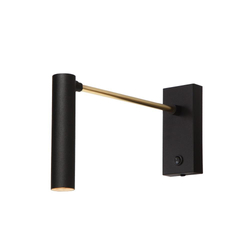 Wall lamp LARS black, with on/off switch, on arm