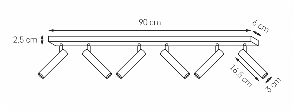 ROLL 6 six-point ceiling lamp white