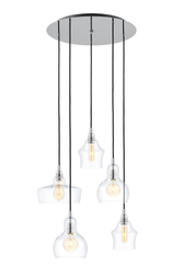 Lampa wisząca pięciopunktowa LONGIS CHROM 5 na plafonie