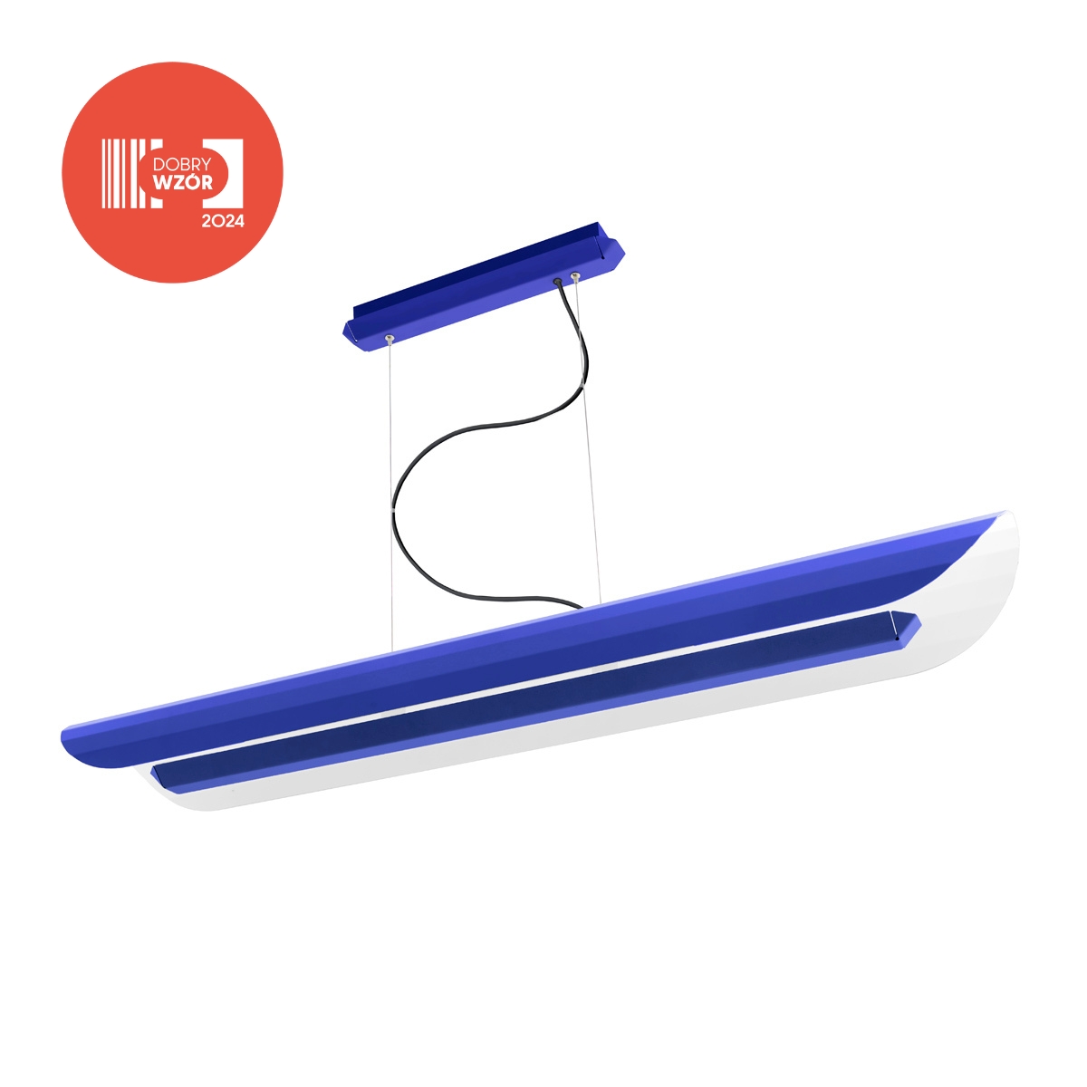 APOLIN 120 cm linear pendant lamp, cobalt white