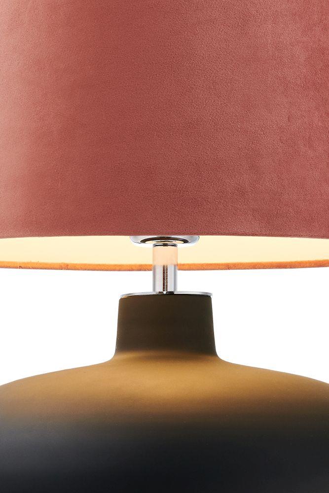 Lampa stołowa SAWA VELVET różowa, grafitowa podstawa