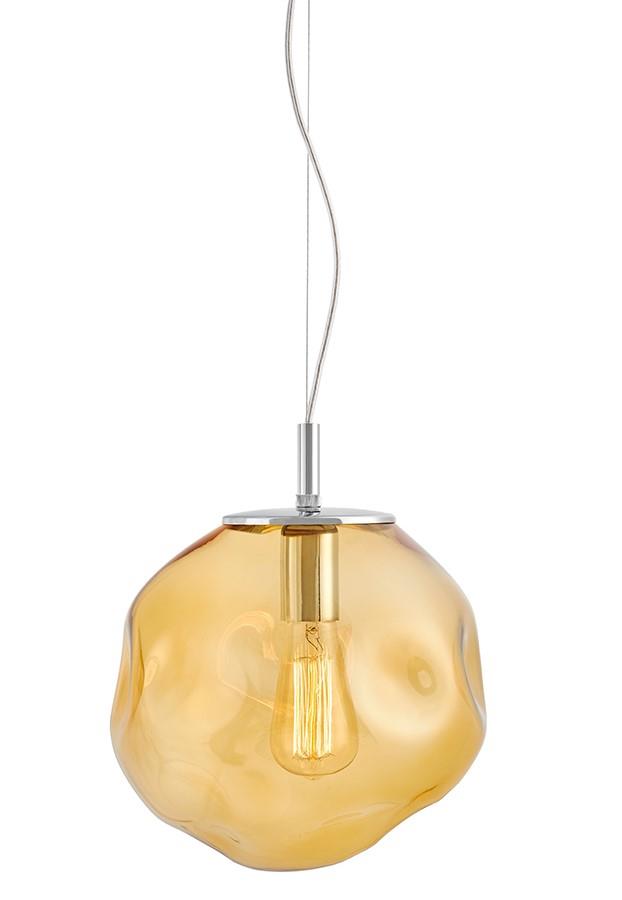 AVIA M amber pendant lamp, 30 cm, chrome