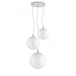 ALUR 2 chrome three-point pendant lamp, white shades