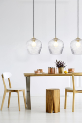 Three-point pendant lamp VENUS 3 transparent, on a strip