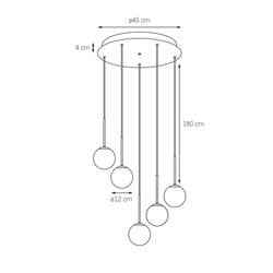 LAMIA 5 KASPA gold pendant lamp black wire, Kaspa