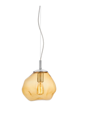 AVIA S amber pendant lamp, 25 cm, chrome