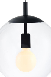 Pendant lamp ALUR M black, transparent shade, 30 cm