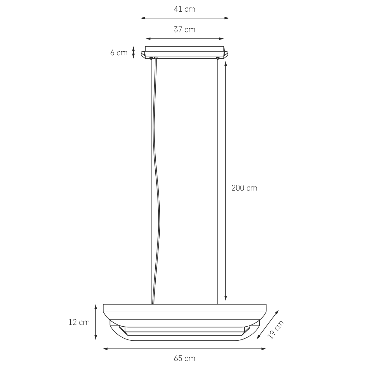 Lampa wisząca liniowa APOLIN 65 cm, szałwiowo-biała