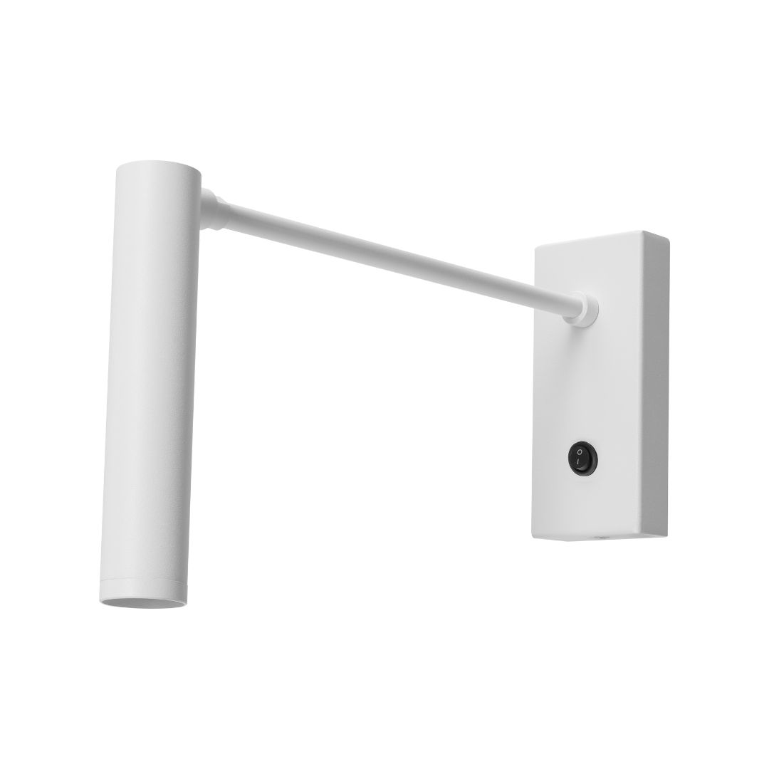 Wall lamp ROLL white, on a cantilever, with an on/off switch