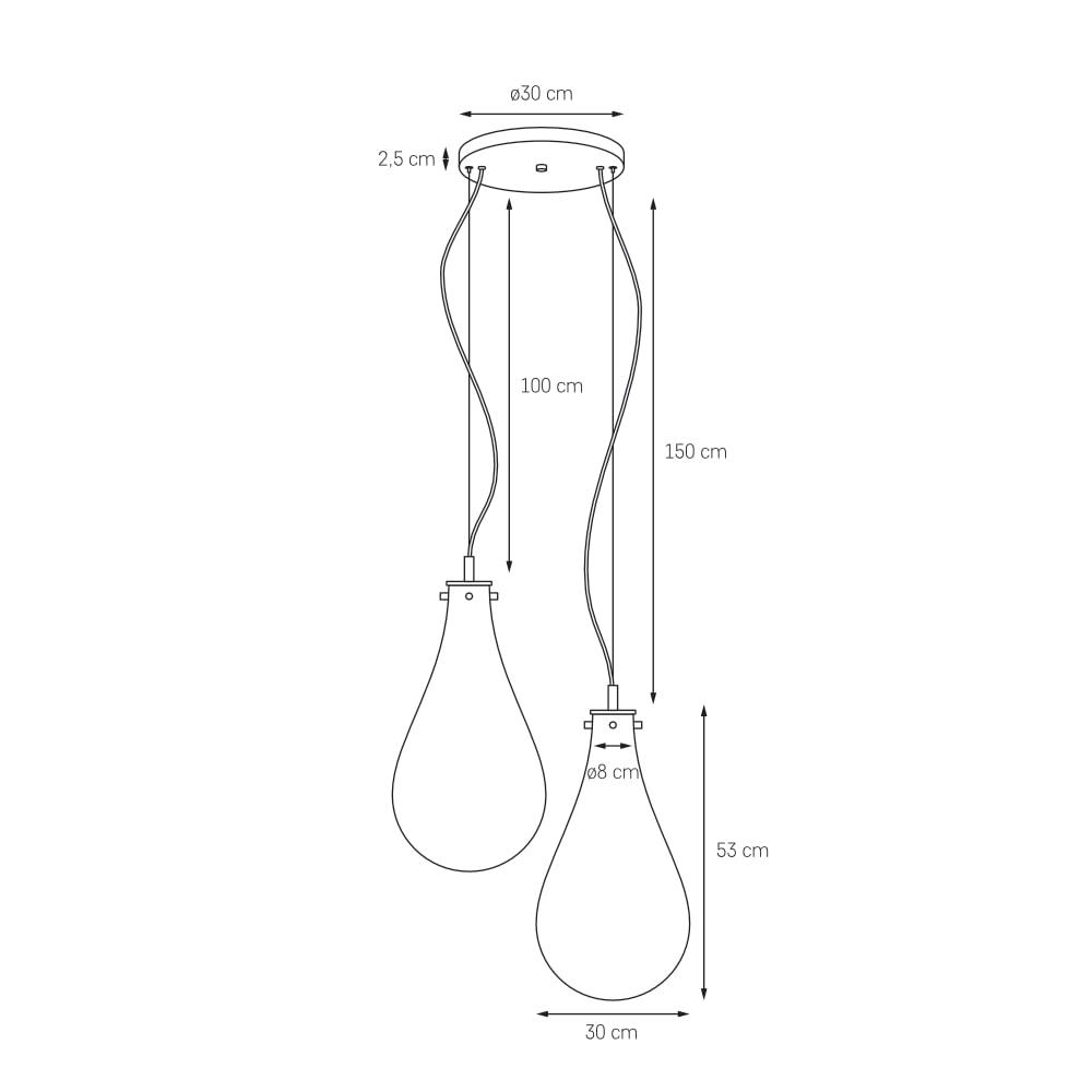 Lampa wisząca dwupunktowa STILLA 2, srebrne wykończenie