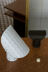 APOLIN table lamp with perforated canopy, 30 cm, white