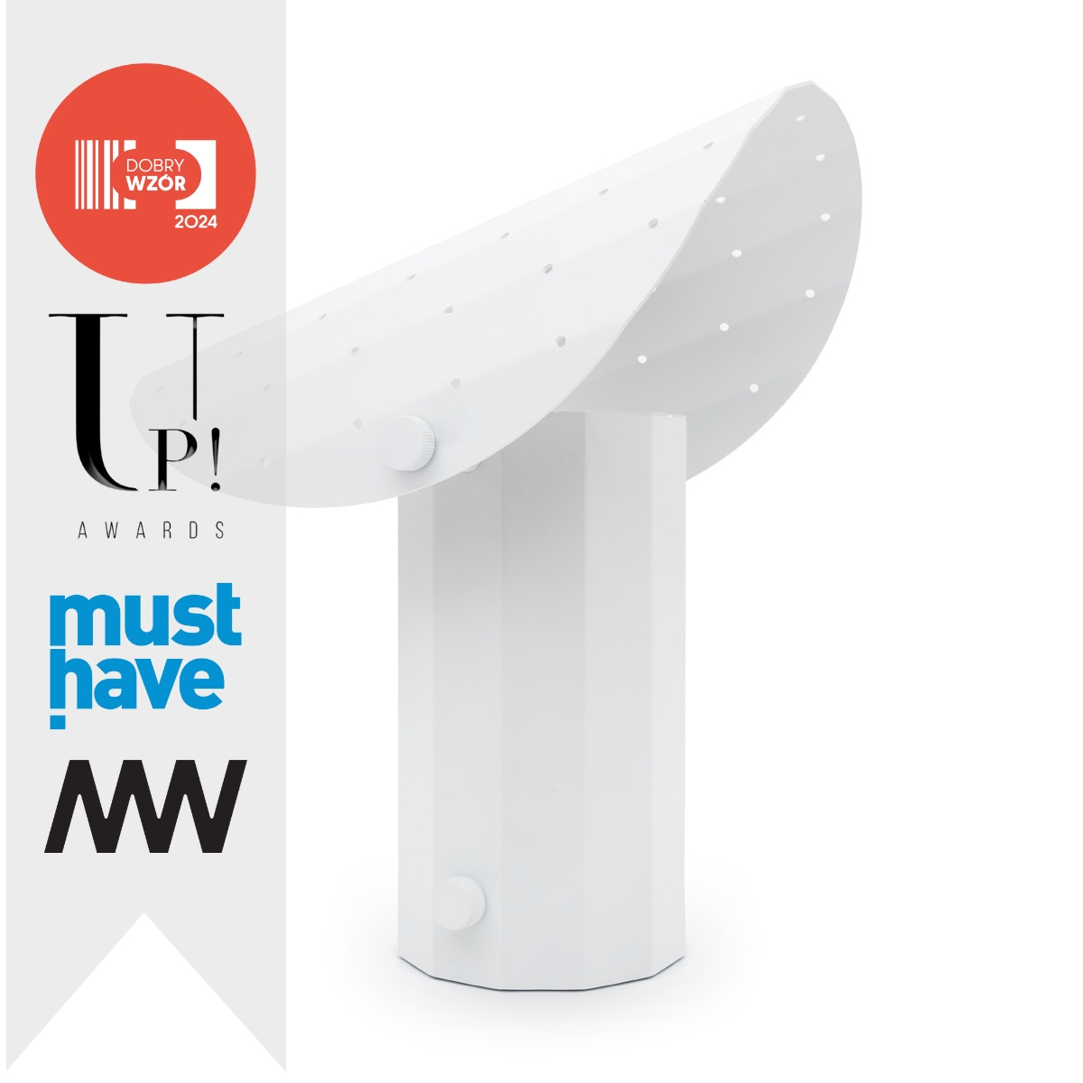 Lampa stołowa APOLIN z perforowanym daszkiem, 30 cm, biała