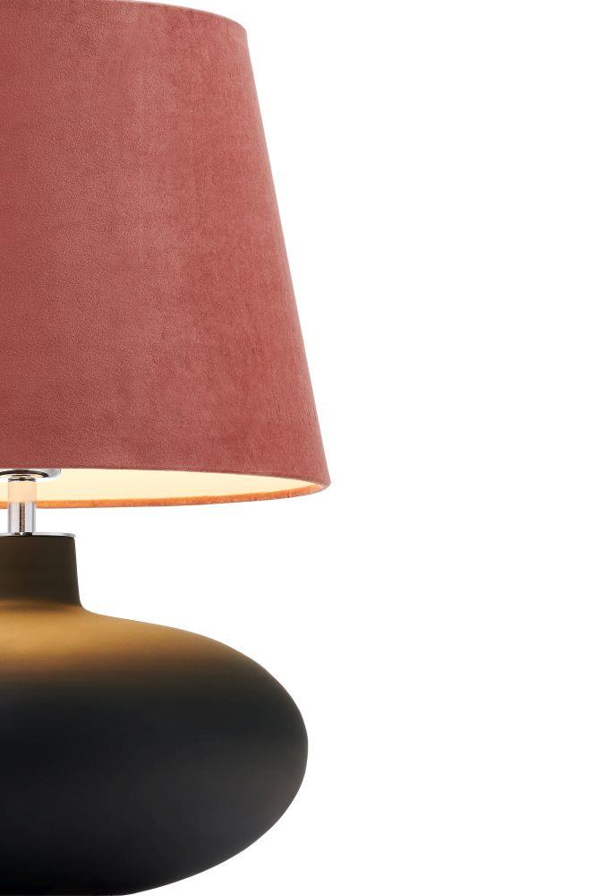 Lampa stołowa SAWA VELVET różowa, grafitowa podstawa