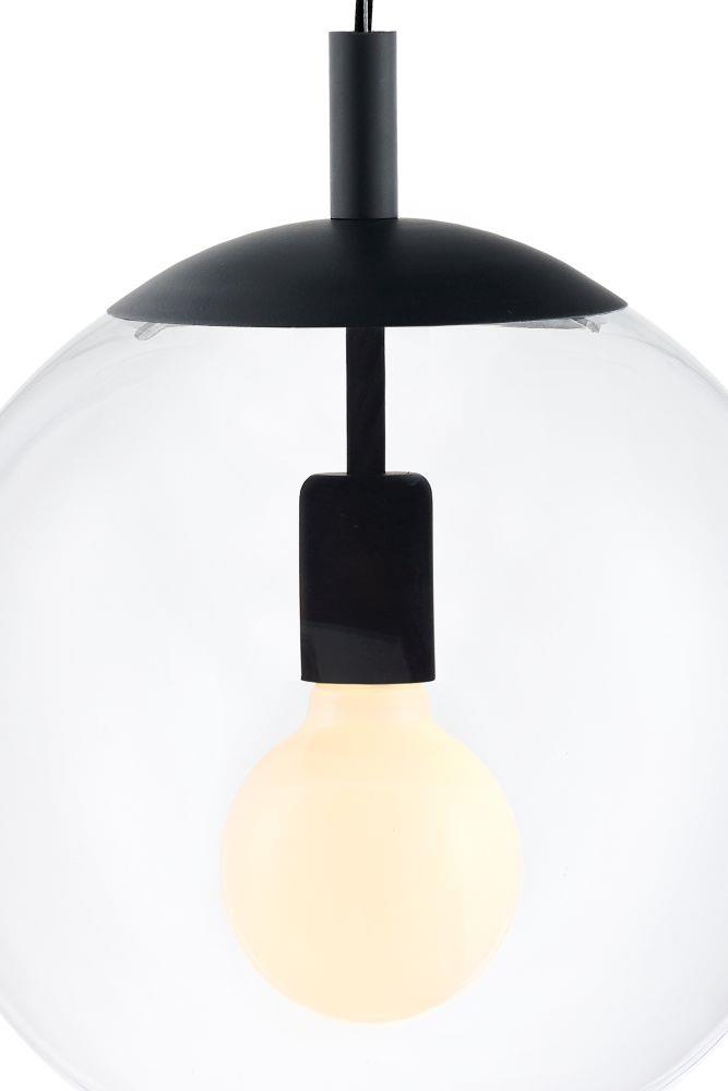 Lampa wisząca ALUR M czarna, transparentny klosz, 30 cm