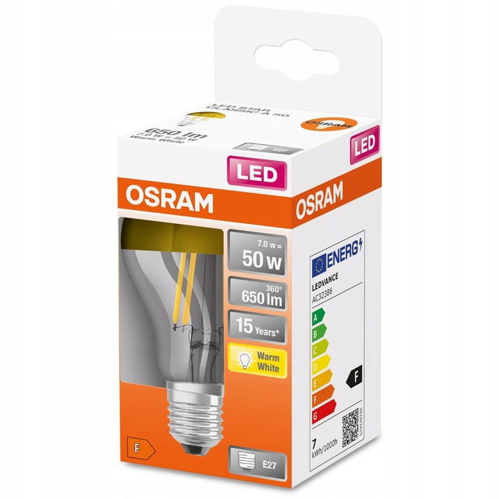 Żarówka LED E27 7W 650lm 2700K złota OSRAM