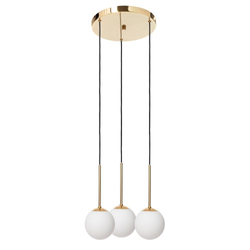 Lampa wisząca trzypunktowa LAMIA 3 złoto, czarny przewód