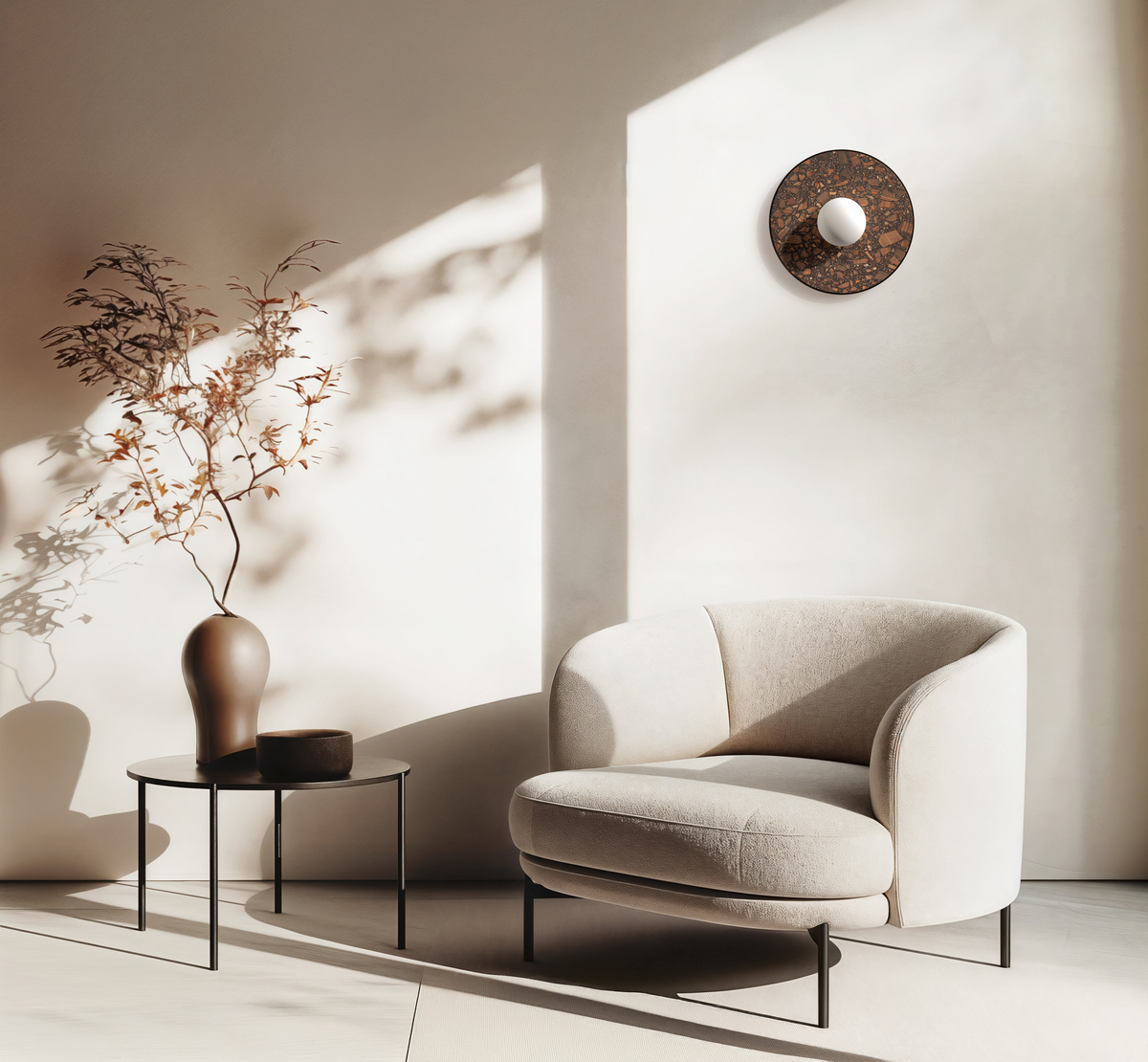 Round wall lamp LEGRA IP44, dark brown