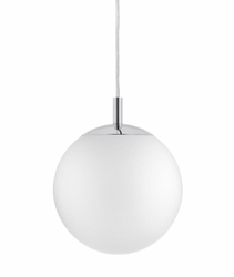 ALUR M chrome pendant lamp, white shade, 30 cm