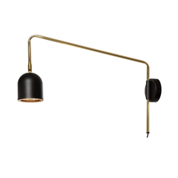GASPAR black-gold wall lamp, on a cantilever, with an on/off switch