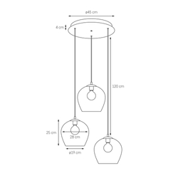 VENUS 3 three-point pendant lamp in graphite, on a plafond