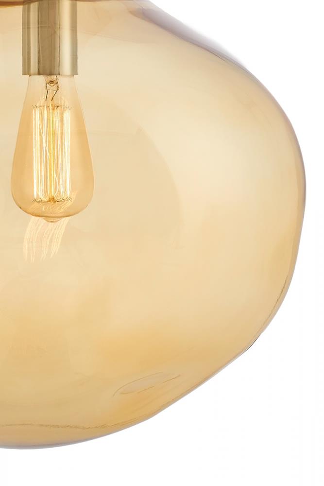 AVIA 3 amber, chrome three-point pendant lamp