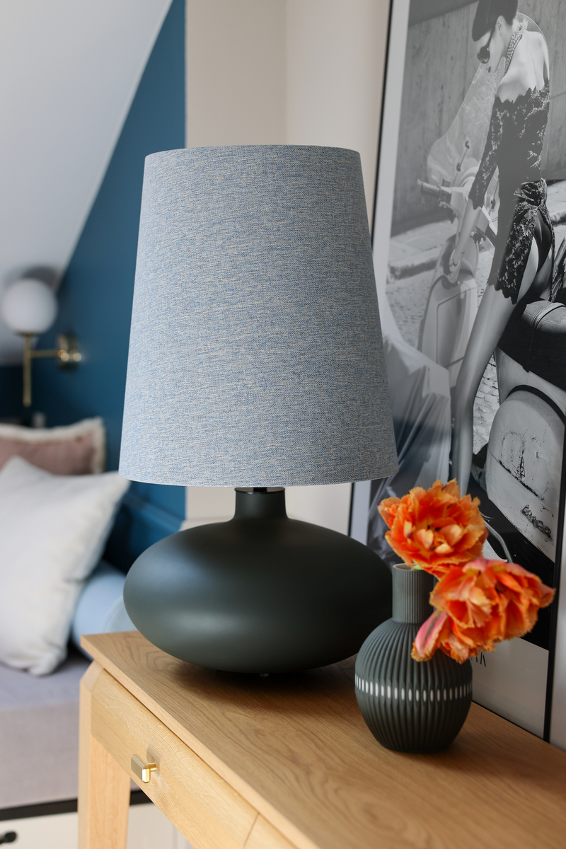 Lampa stołowa SAWA CLASSIC XL błękitny melanż, grafitowa podstawa