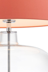 Lampa stołowa SAWA koralowa, transparentna podstawa