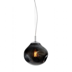 AVIA S pendant lamp smoky, 25 cm, chrome