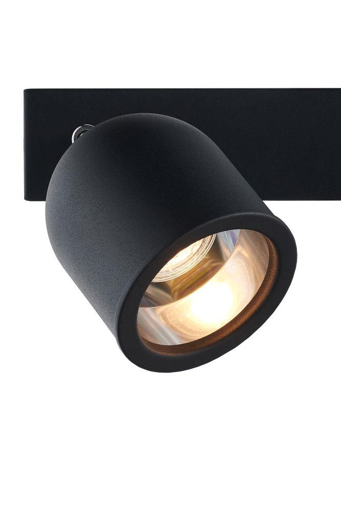 SPARK 4 four-point ceiling spotlight black with chrome finish, on strip