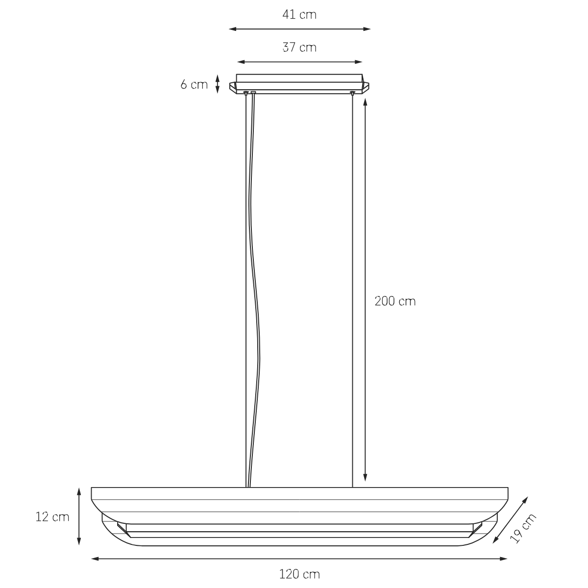 Lampa wisząca liniowa APOLIN 120 cm, czarno-biała