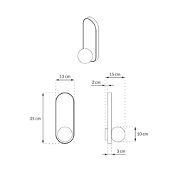 Oval wall lamp LEGRA IP44, brown