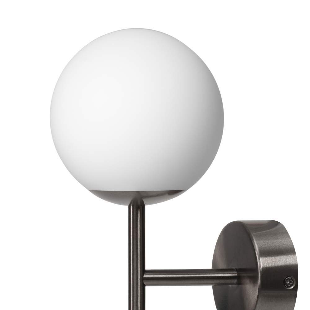 MIJA DECO IP44 bathroom wall lamp, brushed titanium 