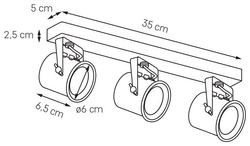 ALTER 3 three-point ceiling spotlight white, 35 cm