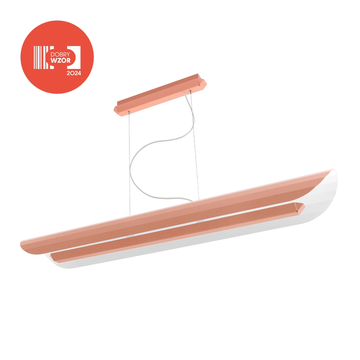 APOLIN 120 cm linear pendant lamp, dusty pink-white