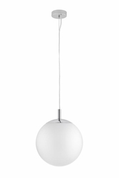 ALUR S chrome pendant lamp, white shade, 25 cm
