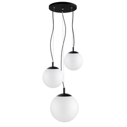 Lampa wisząca trzypunktowa ALUR 2 czarna, białe klosze